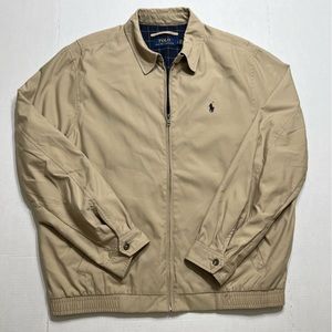 Polo Ralph Lauren Bomber Jacket Mens Large Beige Khaki Pony